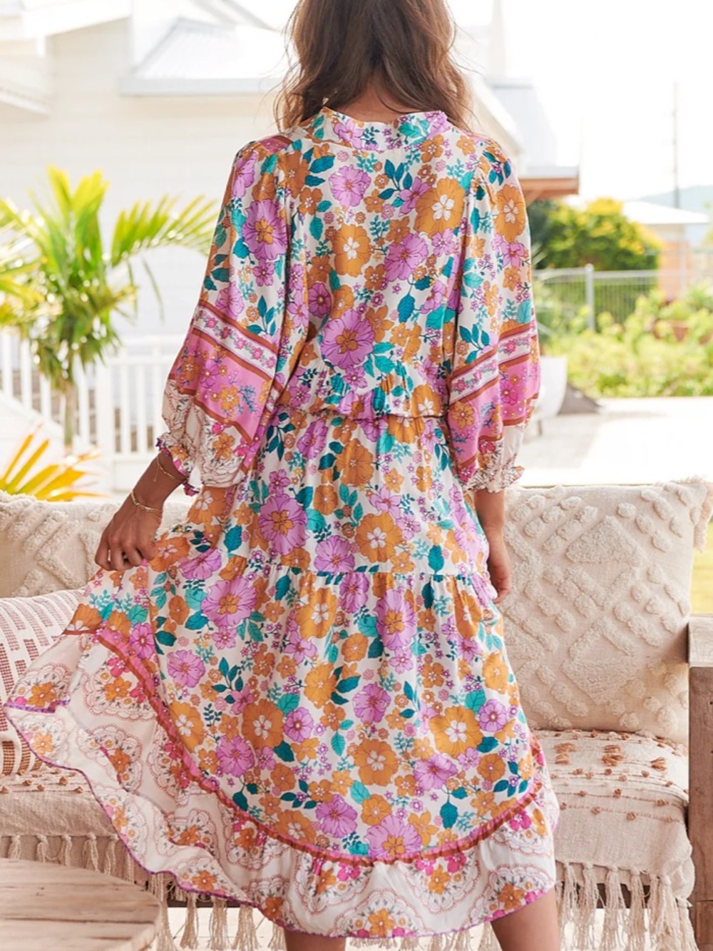 JAASE LILIA PRINT JASMINE MIDI DRESS S - Picture 3 of 4